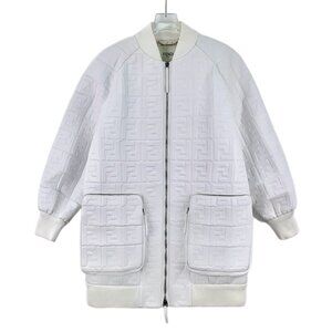 Fendi white lambskin leather jacket
